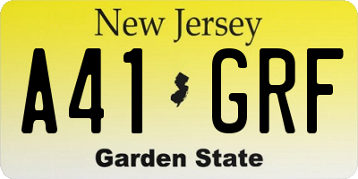 NJ license plate A41GRF