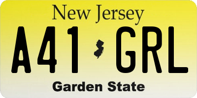 NJ license plate A41GRL