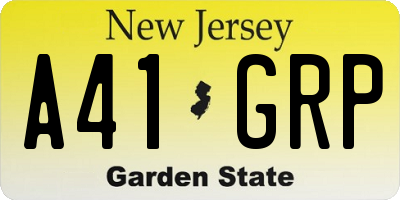 NJ license plate A41GRP