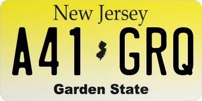 NJ license plate A41GRQ
