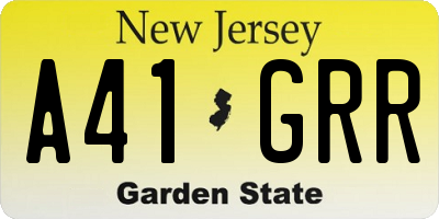 NJ license plate A41GRR