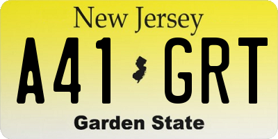 NJ license plate A41GRT