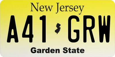 NJ license plate A41GRW