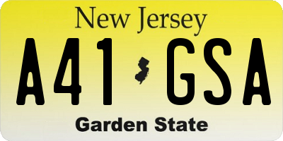 NJ license plate A41GSA