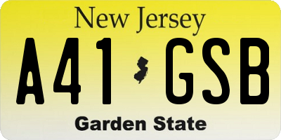 NJ license plate A41GSB