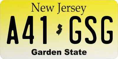 NJ license plate A41GSG