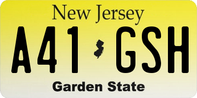 NJ license plate A41GSH