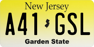 NJ license plate A41GSL