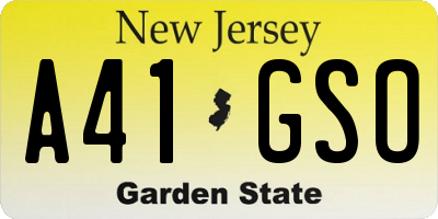 NJ license plate A41GSO