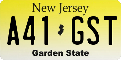 NJ license plate A41GST