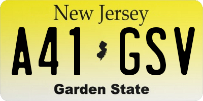 NJ license plate A41GSV