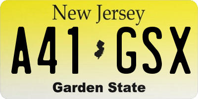 NJ license plate A41GSX