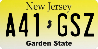 NJ license plate A41GSZ