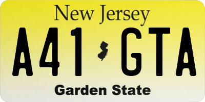 NJ license plate A41GTA