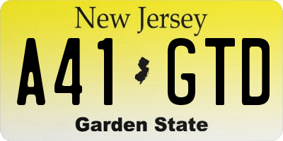 NJ license plate A41GTD