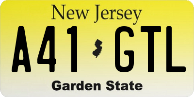 NJ license plate A41GTL
