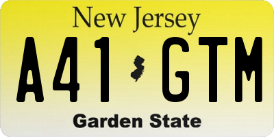 NJ license plate A41GTM