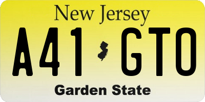 NJ license plate A41GTO