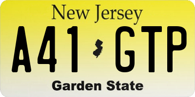 NJ license plate A41GTP