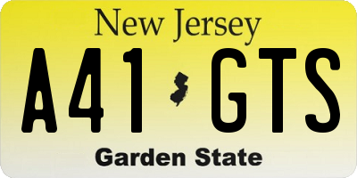 NJ license plate A41GTS
