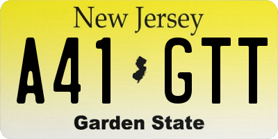 NJ license plate A41GTT
