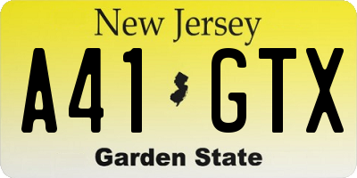 NJ license plate A41GTX