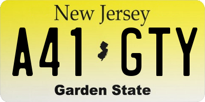 NJ license plate A41GTY