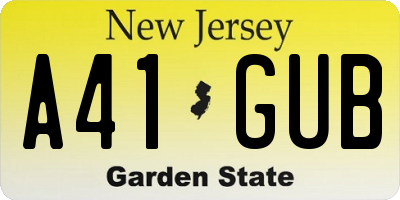NJ license plate A41GUB