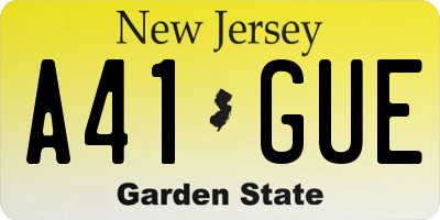 NJ license plate A41GUE