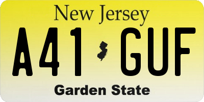 NJ license plate A41GUF