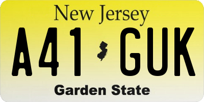 NJ license plate A41GUK