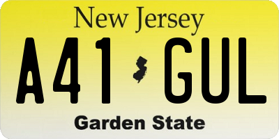 NJ license plate A41GUL