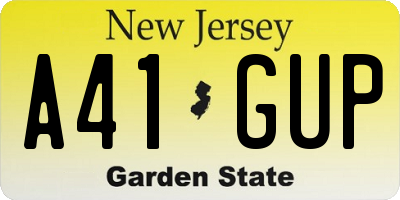NJ license plate A41GUP