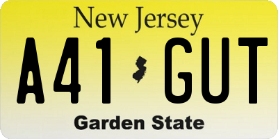 NJ license plate A41GUT