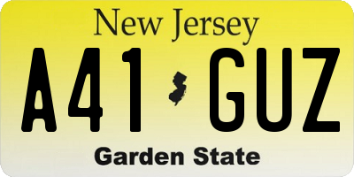 NJ license plate A41GUZ