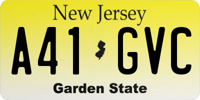 NJ license plate A41GVC
