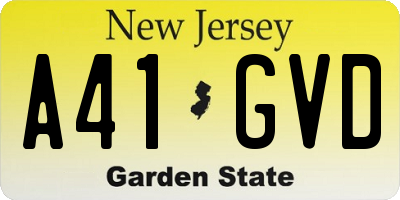 NJ license plate A41GVD