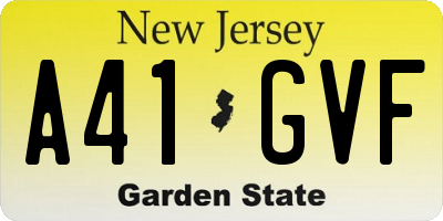 NJ license plate A41GVF
