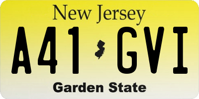 NJ license plate A41GVI