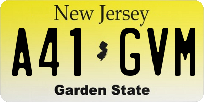 NJ license plate A41GVM