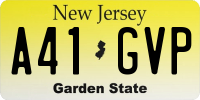 NJ license plate A41GVP