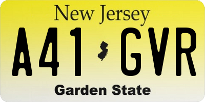 NJ license plate A41GVR