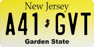 NJ license plate A41GVT