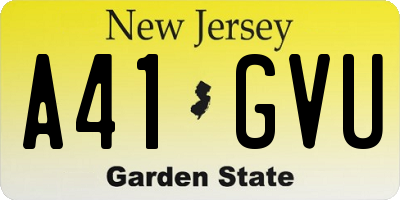 NJ license plate A41GVU