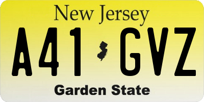 NJ license plate A41GVZ