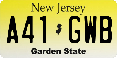 NJ license plate A41GWB