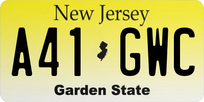 NJ license plate A41GWC