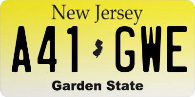 NJ license plate A41GWE