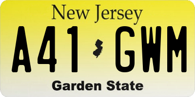NJ license plate A41GWM