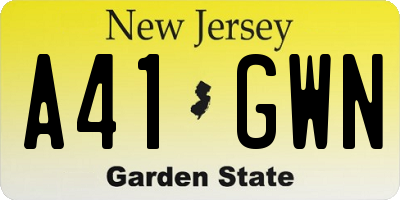 NJ license plate A41GWN